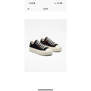 Converse Chuck Taylor Floral Embroidery Platform,‎ Multi Sizes Black/W 7 NWOB
